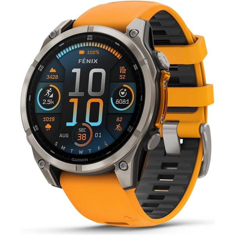 Träningsklocka Garmin Fenix 8 Amoled Sapphire 47mm grey/orange - Grey/Orange (47)