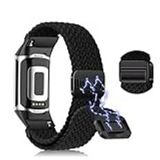 KoGiio Armband kompatibelt med Fitbit Charge 6/Fitbit Charge 5, mjuk flätad nylon andningsbar magnetisk justerbar kompatibel med Fitbit Charge 6/Fitbit Charge 5 - svart