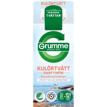 Tvättmedel Grumme Flytande Kulörtvätt Grumme Parfymfri 750ml