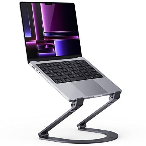 Maxonar Laptop-stativ, Ergonomiskt Laptop-stativ i Aluminium, Höjdjusterbart, Ventilerat, Fällbart på Skrivbordet, Lätt att Bära, för MacBook, Dell11-15"Grå