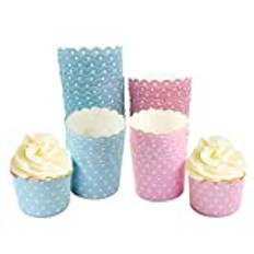 Vulevirtue 100 stycken cupcake-bakformar papper, mini muffinsformar cupcake-formar barn med prickade cupcake-formar papper för bröllop, fester, bröllop, halloween, bakdagar (4,96 x 1,8 x 2,4 tum)