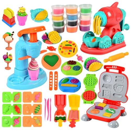 SCBOY Set Med 51 Delar Modelleraför Barn DIY Glasstillverkare Nudeltillverkare Burgertillverkare Lera Tillbehör Knådning Leksak Present Flicka & Pojke 3-12 år
