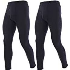 YUSHOW 2-pack långa kalsonger män termobyxor vinter skidunderkläder män varma ultramjuka underkläder leggings för hemmet, svart, M