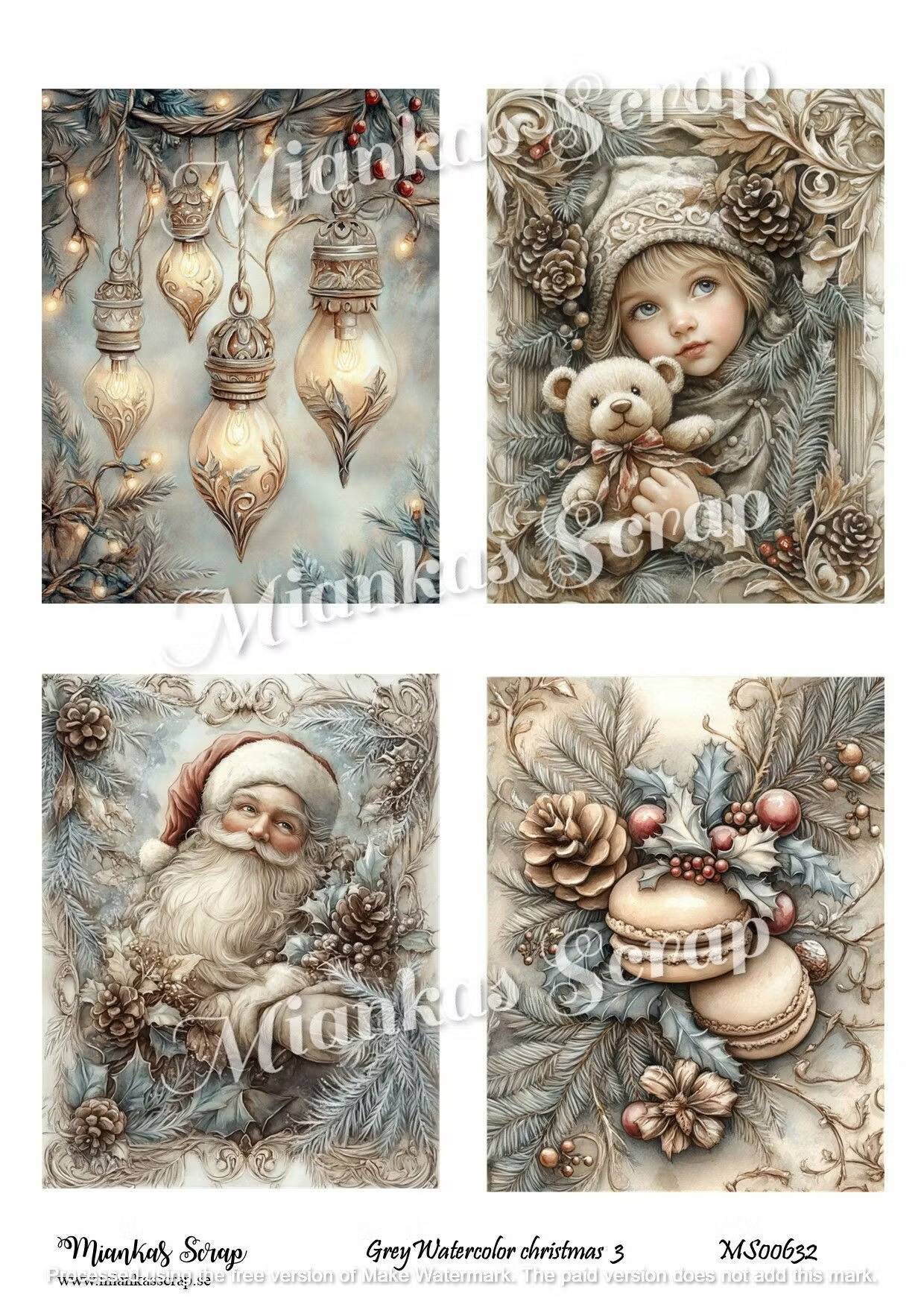 Miankas Scrap klippark - Grey Watercolor christmas 3