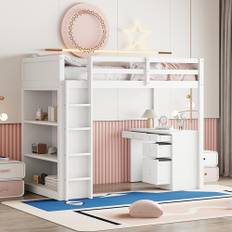 Modern loftsäng med lagringsutrymme och skrivbord – den perfekta rumslösningen för barn!