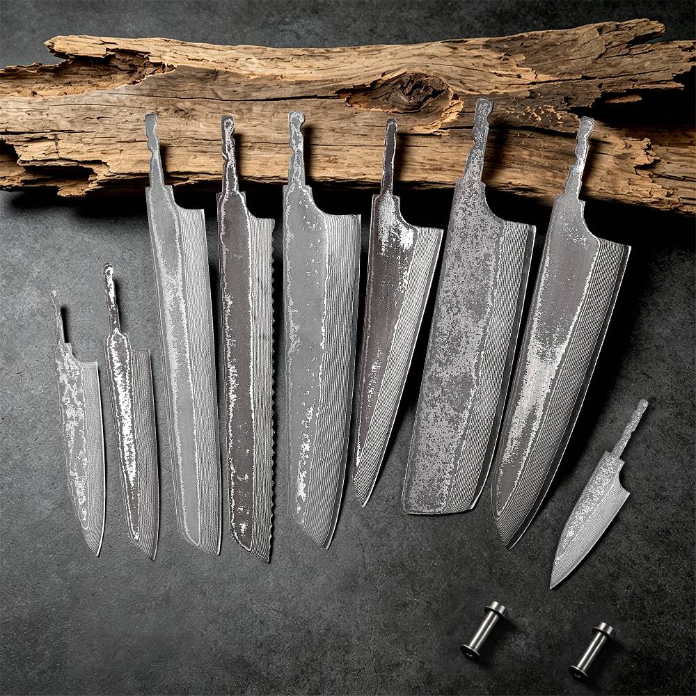 TURWHO DIY 67 Layer Damascus Steel Japanese Kitchen Chef Knife Blank Blade Full Tang Integral Handmade Sharp Edges Making Tools