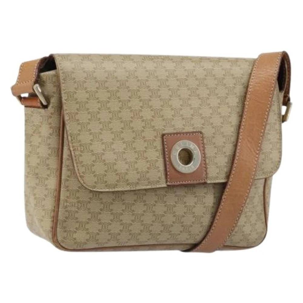 Celine Vintage Pre-owned Vintage Canvas Skuldertaske - Vintage - Dame - Beige - ONE SIZE - Uld