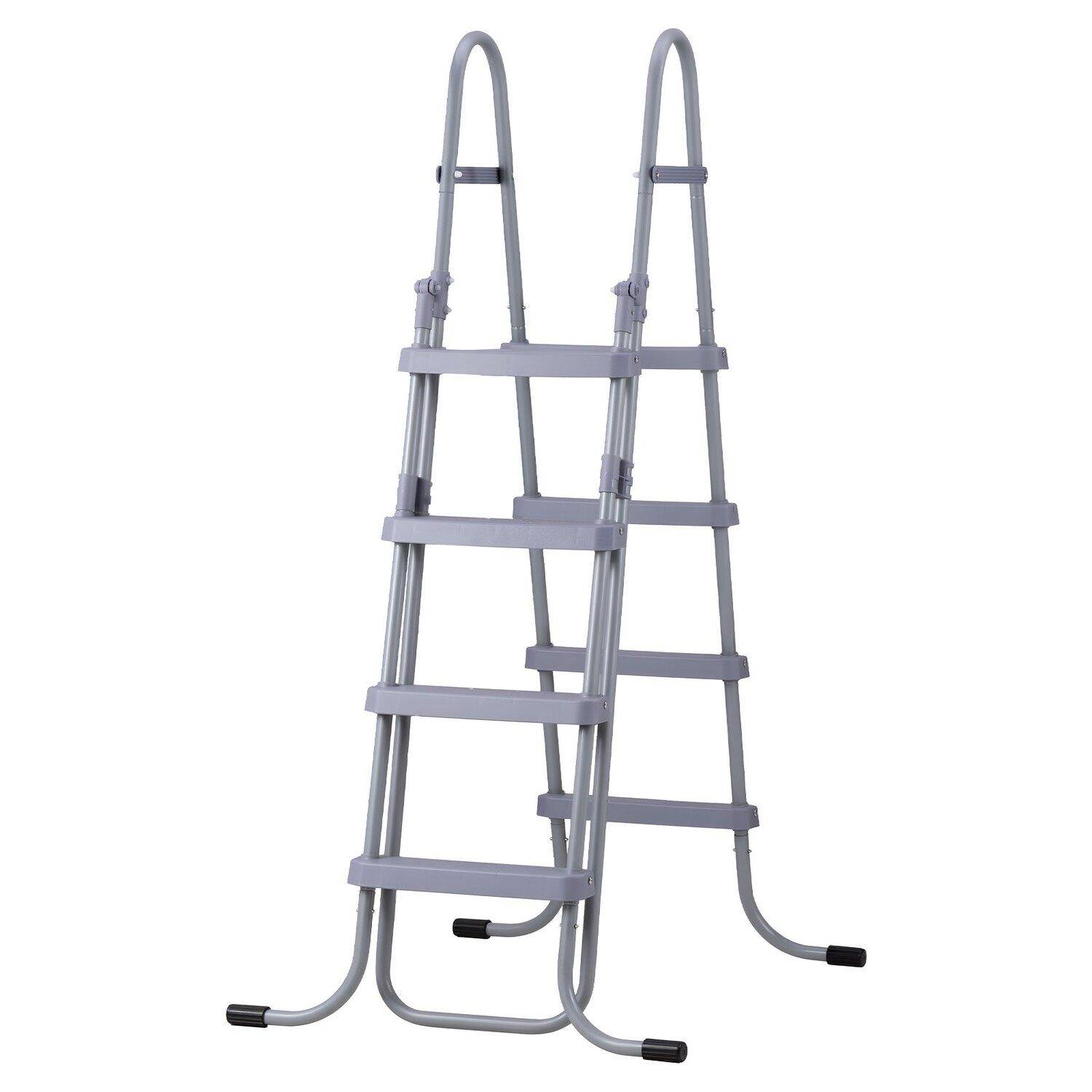 Above Ground Pool Ladder, 4-Step Steel A-Frame Swimming Pool Stairs for 132.1 cm High Wall, 136 kg Capacity Entry/Exit Steps with Secure Non-Slip