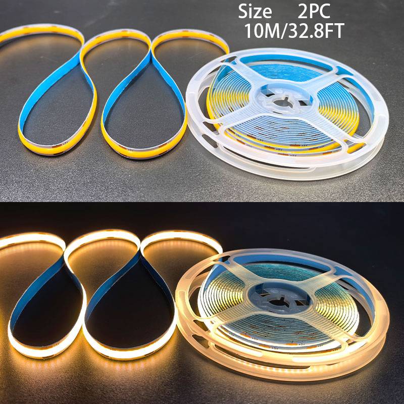2pcs Cob Led Strip Lights, 32.8ft/10m Flexible Led Strip, High Density Lighting For Home, Cabinet, Kitchen, Stage