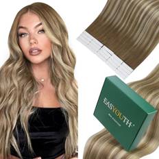 Easyouth Remy tejpa på-hårförlängningar äkta mänskligt hår tejp i förlängningar ombre brun till blond lim i hårförlängningar balayage brunt hår 61 cm 50 g 20 st