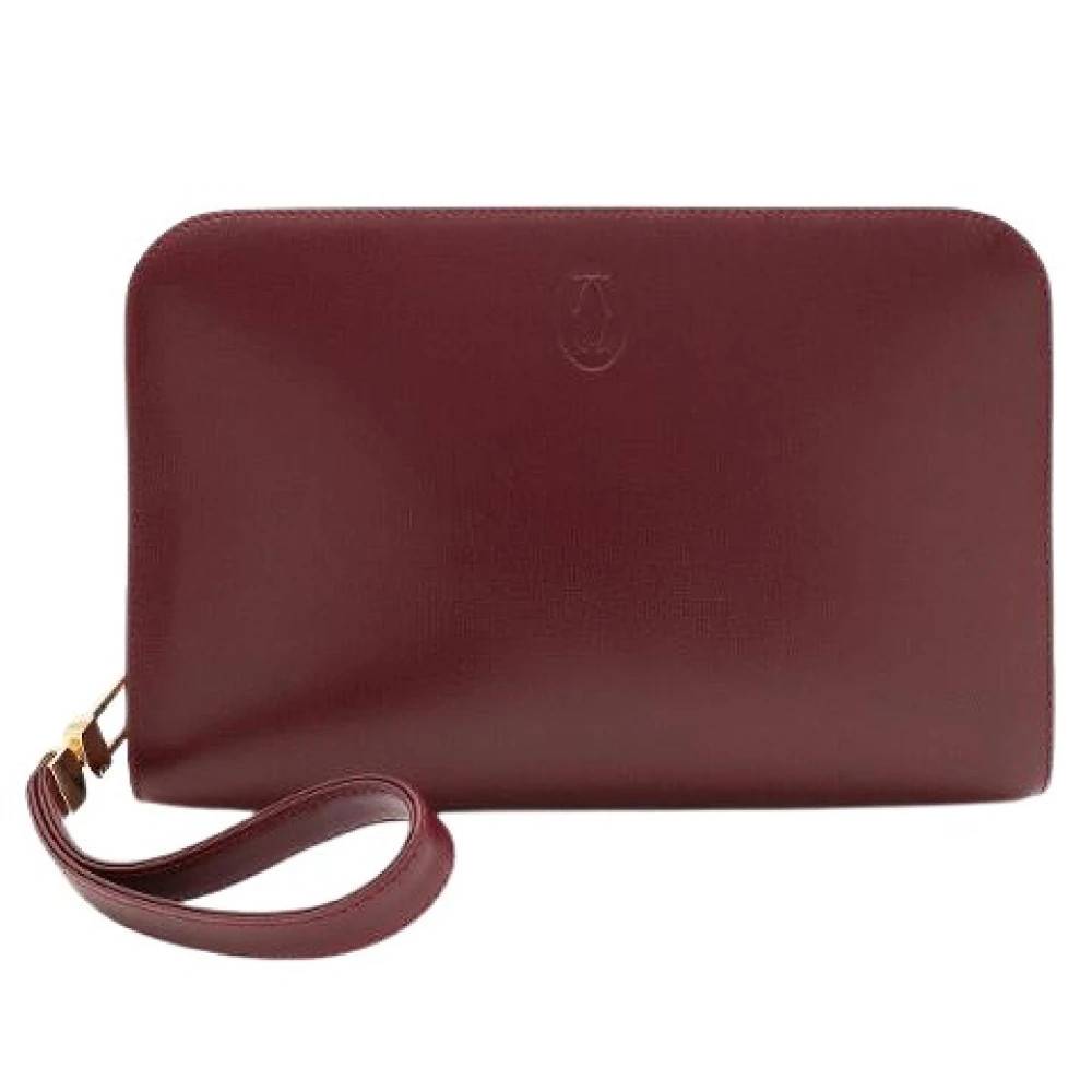 Cartier Vintage Pre-owned Must Line Læder Clutch Taske - Vintage - Dame - Rød - ONE SIZE - Læder