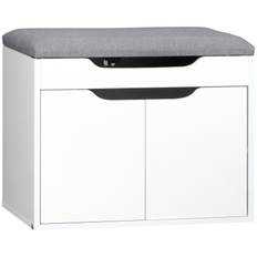 Sittbänk Med Skoskåp, Förvaring 60 cm x 40 cm x 50 cm Vit - Grå