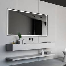 Nordic Bad Fie 2 LED-spejl, m/sort ramme, touch knap, 60 x 80 cm