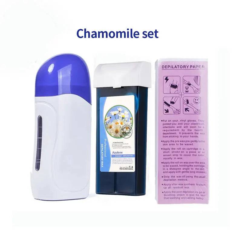 Portable Wax Depilatory Roller Machine Wax Heater Set Hair Removal Cream Waxing Warmer Roll on Wax Heater Roller Epilator - black / UK Plug