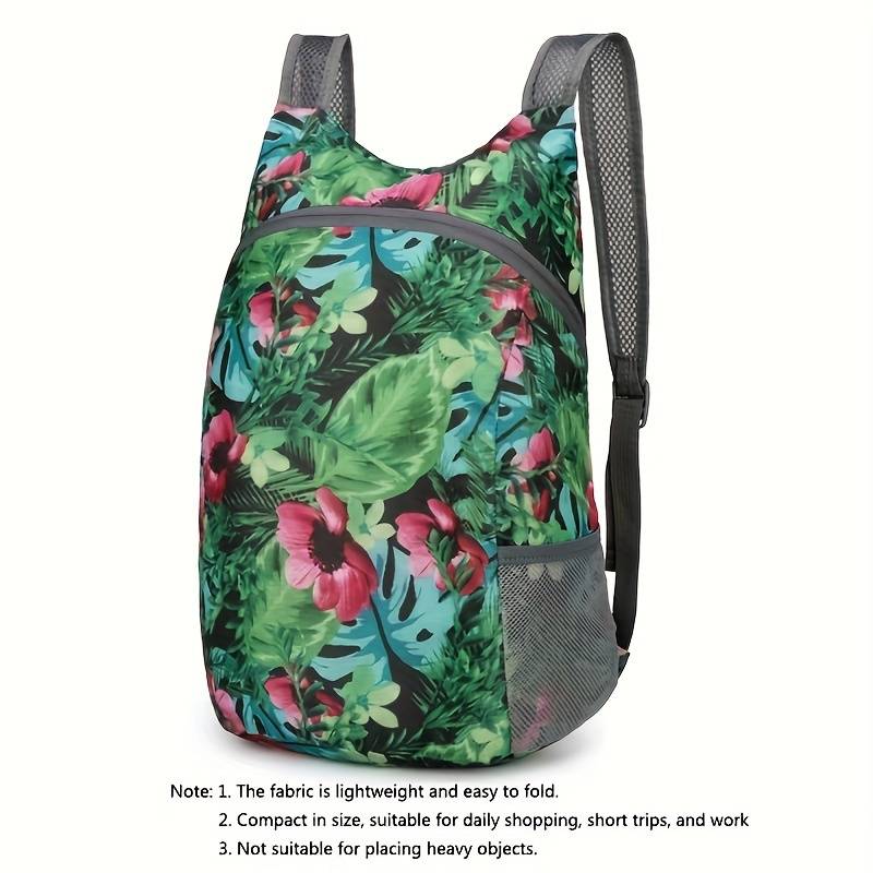 TEMU Lightweight & Foldable Floral Backpack - Ultra-thin, Multi-functional For Hiking, Travel, Work, Shopping | Polyester, Adjustable Straps