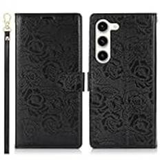 Telefontillbehör Compatible with Samsung Galaxy S23 Plus Wallet Case, PU Leather Magnetic Snap Flip Folio Case with Card Holders Kickstand & Lanyard Shockproof TPU Inner Shell Phone Cover Telefonskydd