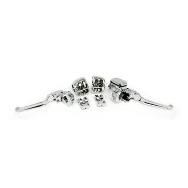 Handlebar control kit chrome 9/16" bore Chrome plated OEM style handlebar control kit,