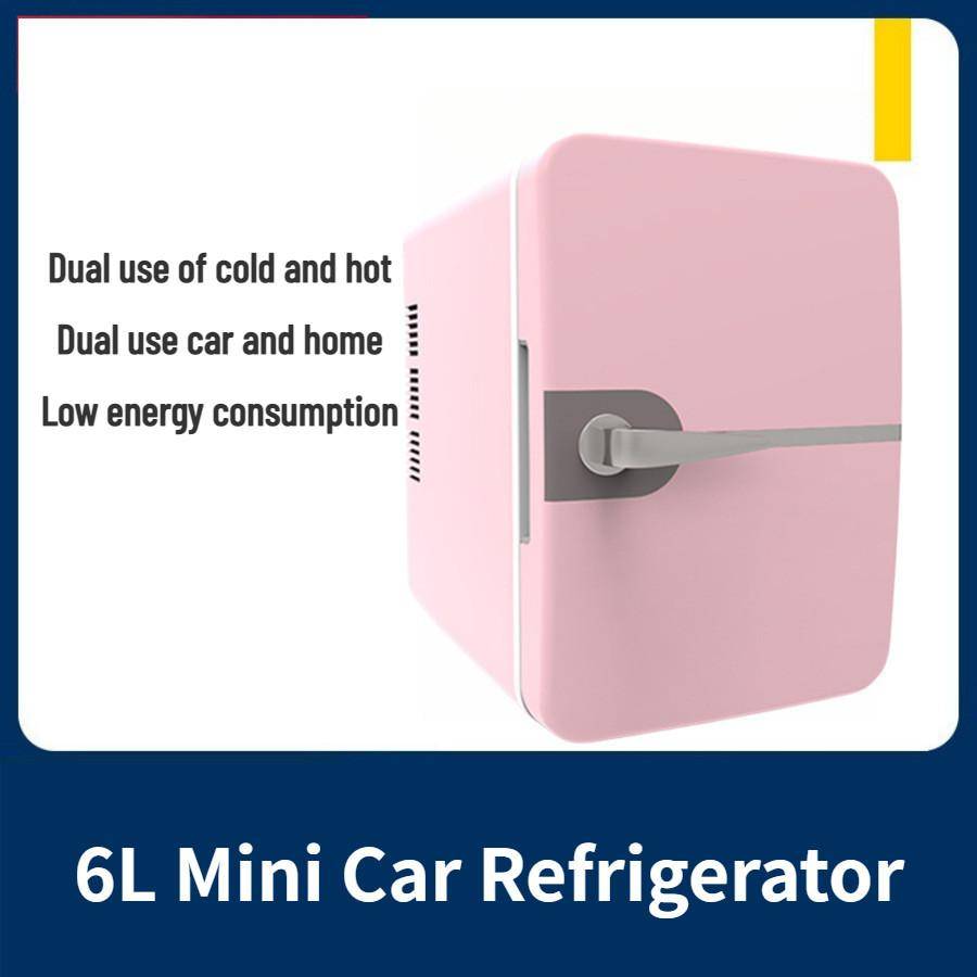 48W 6L 174x235x239mm Stor Kapacitet Lågt Ljud Kylskåp Mini Bilkylskåp Litet Frysskåp Bil Hem Dubbelanvändning Kylskåp rosa