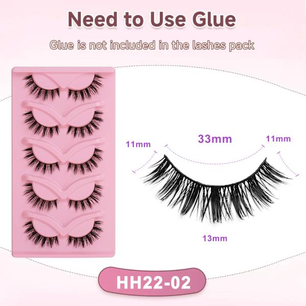 5 par naturliga Cat Eye fransar | HH22-02