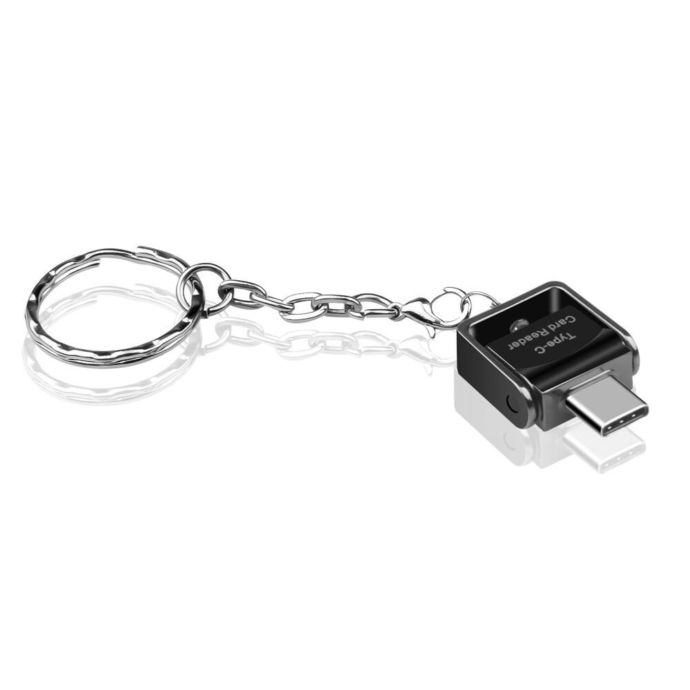 Kebidu usb 3.1 typ c kortläsare usb-c tf micro sd minneskortläsare med nyckelring för samsung macbook pro letv huawei - Svart