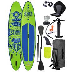 BRAST® SUP Board Summer | Aufblasbares Stand up Paddle Set | 320x81x15cm viele Modelle | inkl. Zubehör Fußschlaufe Paddel Pumpe Rucksack | Blau Rot Grün Orange Türkis Pink Weiß | 320 grün