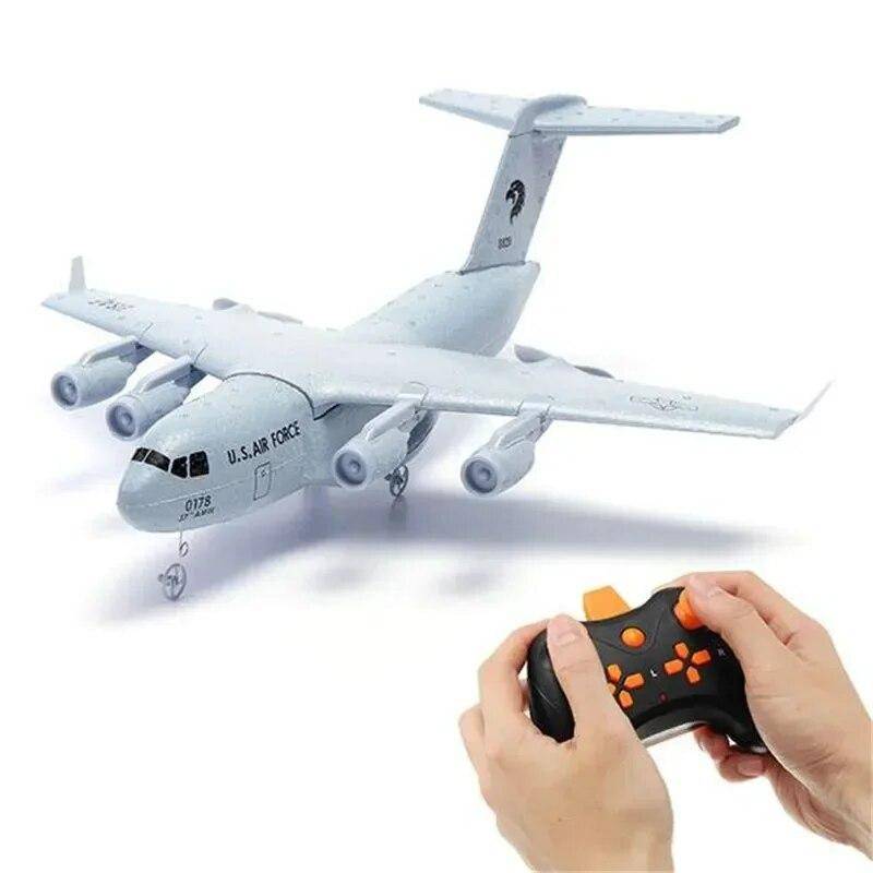 C-17 RC Glider Plane 373mm Wingspan EPP Fjärrkontroll Flygplan DIY Transportflygplan 2,4G 2CH 3-axlig flygplansleksak för barn grå färg