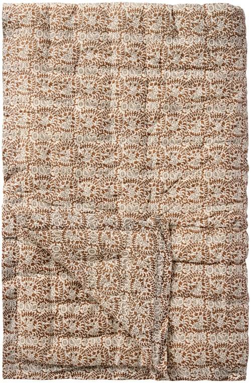 Ib Laursen -Quilt Charlotte brunt bladrankemønster- 130 x 170 cm.
