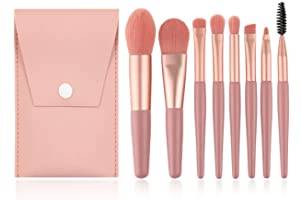 Sminkborstar, set med sminkborstar, foundationpensel, ögonskuggsborste, 8 penslar, rosa