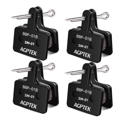 AGPTEK 4X Bremsbeläge Fahrrad, Scheibenbremsbeläge, High Performance Bremsbeläge Disc Brake Pads & Spring (Resin) für Mountainbike Scheibenbremse I Bike Beläge I Bremsbelag (4 Stück), Schwarz