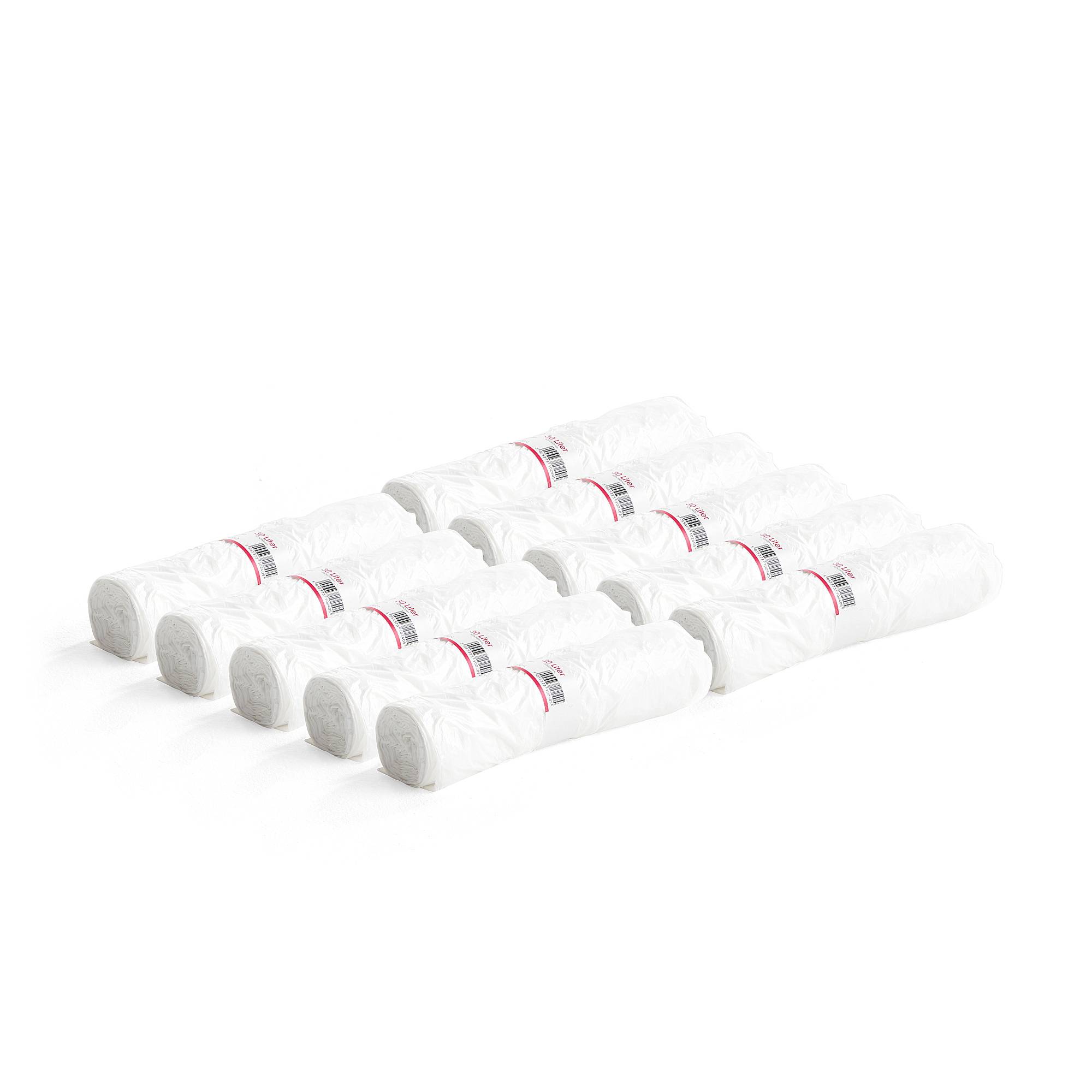 Sopsäckar, 10 rullar (100 st/rulle) , 30 liter, vit