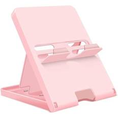 Switch Stand Kompatibel med Nintendo, Justerbar Switch Konsolholder, Foldbar Bærbar Switch Tilbehørsholder (Pink)