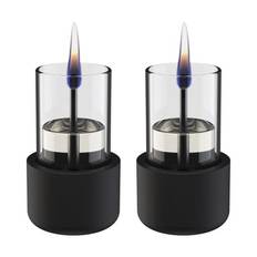 TenderFlame Candle Bordlanterne - 2 stk. - Ø 5,6 x H 8,7 cm - Keramik/glas/stål - Sort