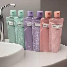 6 Packs Travel Size Pump Dispensers For Toiletries - Leakproof Standing Liquid Containers For Shampoo, Conditioner, Lotion, Body Wash | Plastic, Unsce - Multicolor - 6pcs/set