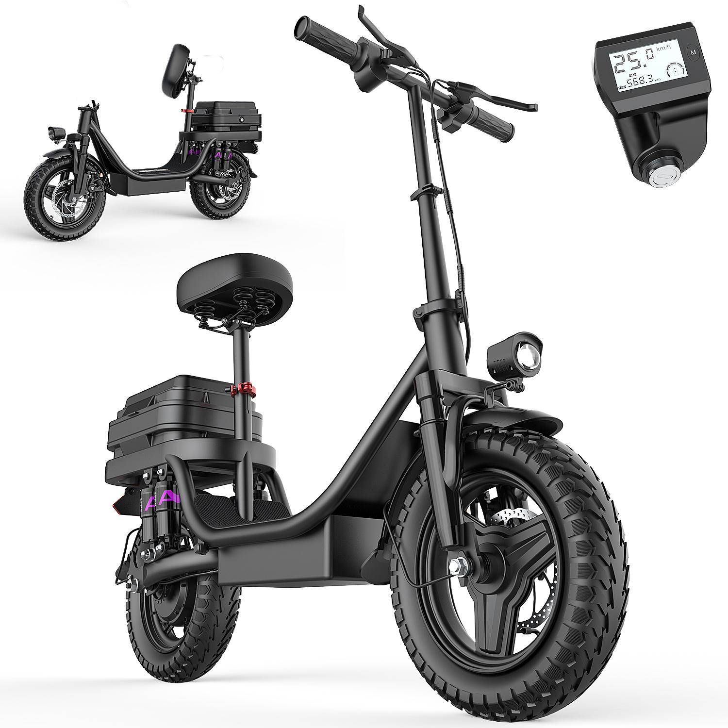 TOOFLY GQ8 14'' Vuxen Elsparkcykel 32 km/h 250W Motor 48V15Ah Batteri Stadskörning E-Scooter Utrustad Med Avtagbara Säten GQ8 Grey grå