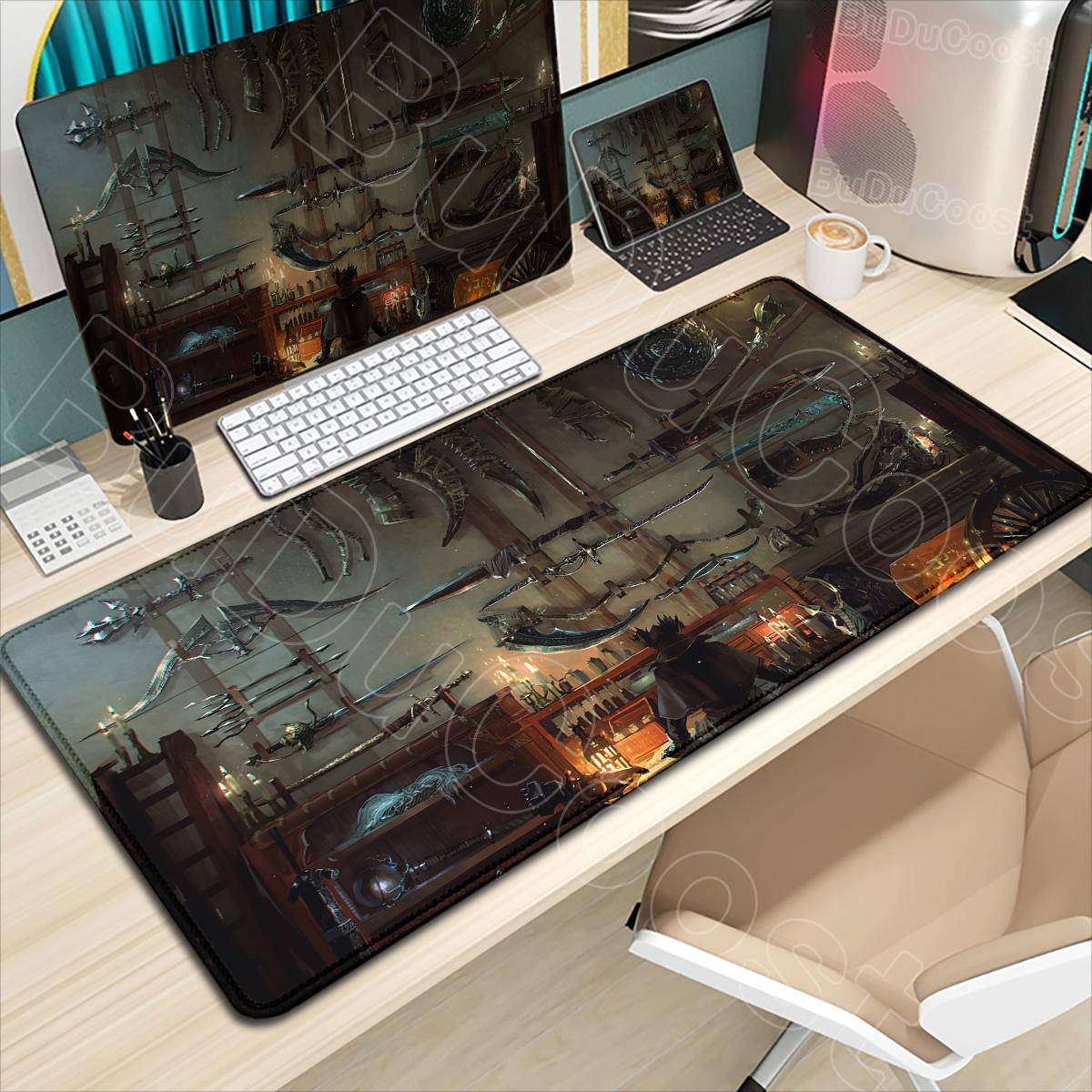 HD-utskrift B-Bloodborne Stor storlek PC-musmatta Speldekoration Dator Halkfri Gummimusmatta 900x400 Bordsskiva Matta Teppe