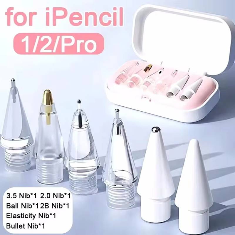 6Pcs Replaceable Pencil Tips For Apple Pencil 1st 2nd 3th Gen Touch Screen Stylus Pencil For iPad Pencil 1 2 3 Smooth Spare Nibs