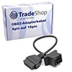 Trade-Shop OBD1 6-stift på standard 16-stifts OBD2-diagnos adapterkabel 30 cm kompatibel med Chrysler, Jeep, Dodge/bil fordon