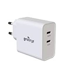 GREEN-E - miljövänlig USB-C hemladdare med låg strömförbrukning - GaN-teknik - 65+20W