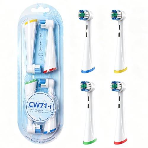 4 stycken borsthuvuden för Oral B iO elektrisk tandborste: Standardrengöringsstil tandborsttillbehör för iO 2 3 4 5 6 7 8 9 10-serien, för normal daglig munrengöring, vit
