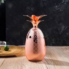 500ml ananascocktailglas 304 juicedricksbägare i rostfritt stål champagnevinglas hemmakafé fest barware - Rosröd