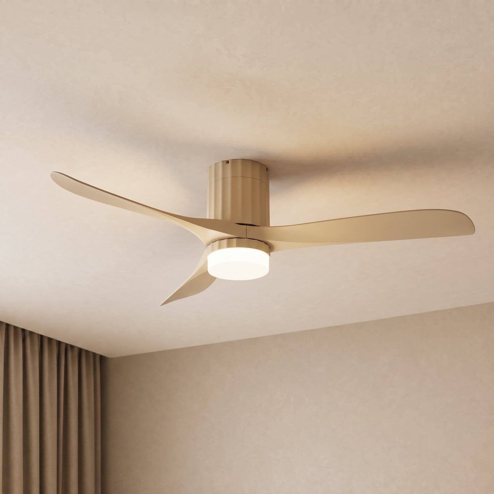 Novri LED-takfläkt, beige, Ø 132 cm, CCT, tystgående – Lucande Lucande, Novri, Beige, Vardagsrum, Plast, Modern