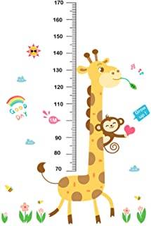 Baby höjd tillväxtdiagram väggklistermärke barn mått tillväxt väggdekaler avtagbar vägg linjal för pojkar flickor baby barnkammare barn sovrum vardagsrum väggdekor (giraff apa)