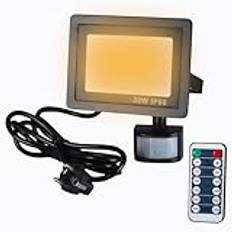 Etrogo 30W LED-strålkastare med utomhus rörelsedetektor 3 000K varmvit dimbar 3 000 lm 42 lysdioder med IP66 vattentät fjärrkontroll för trädgård uteplats garage entré etc