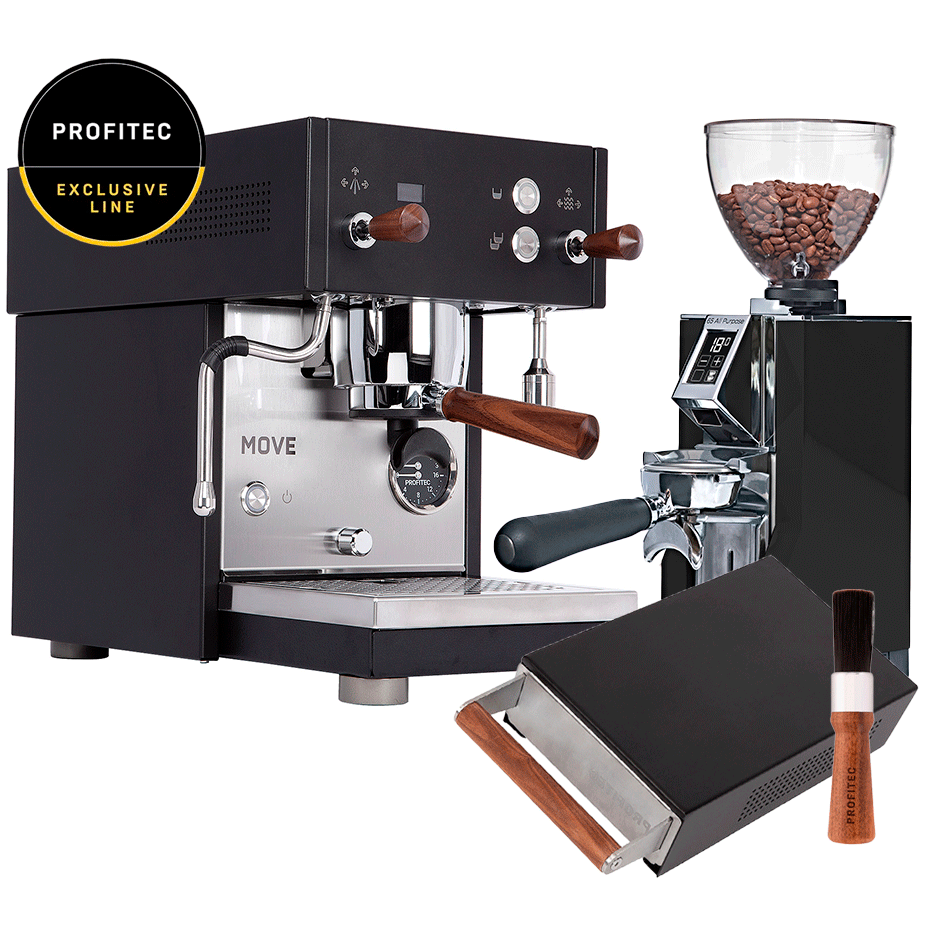Profitec MOVE Espressomaskin - Exclusive Line inkl. Eureka Mignon Libra 65 Espressokvarn, Knockbox & Rengöringsborste
