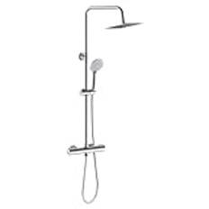 termostatisk duschblandare duschsystem, 20 * 20 cm fyrkantig regndusch i rostfritt stål, handdusch 3 spray, riser rail, anti-scald shower kit, krom