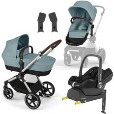 Cybex EOS Lux Duovogn inkl. Maxi-Cosi CabrioFix i-Size Autostol Baby & Base, Taupe/Sky Blue