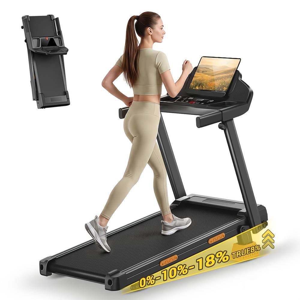 TEMU 4-in-1 Treadmill With 18% Incline, Portable Treadmills For Home With Handle, Treadmills For Home And Office, 350 Lbs Weight Capacity