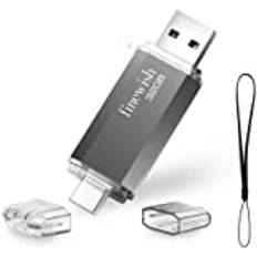 Geweo Typ C USB-minne 32 GB, 2-i-1 OTG USB C-minne 32 GB bärbar USB 2.0 Pen Drive 32 GB för MacBook Pro, Android-mobiltelefon, surfplatta, bärbar dator och dator (grå)