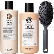 Maria Nila Head & Hair Heal Duo Shampoo 350ml, Conditioner 300ml & Cushion Brush - 650 ml