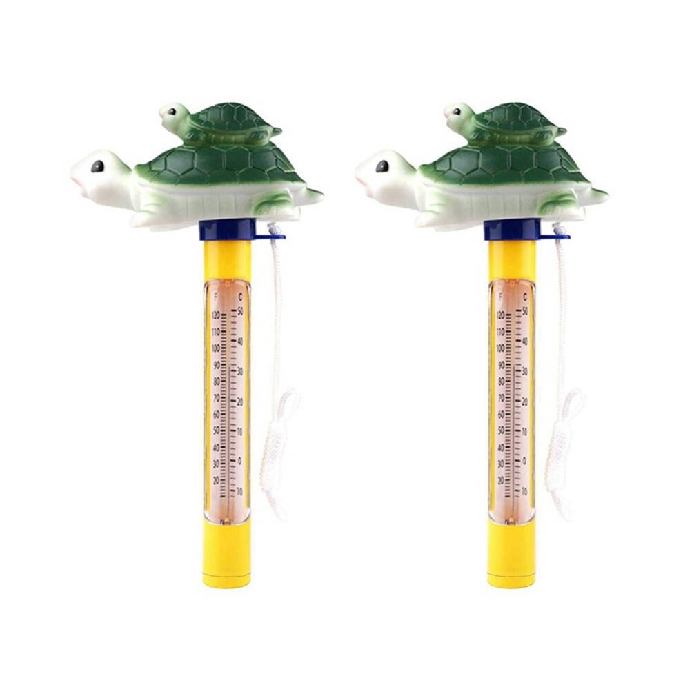 2X Cartoon Pool Thermometer Floating Swimming Pool Thermometer Outdoor Indoor Bath Water Pond Green Turtle Thermometer